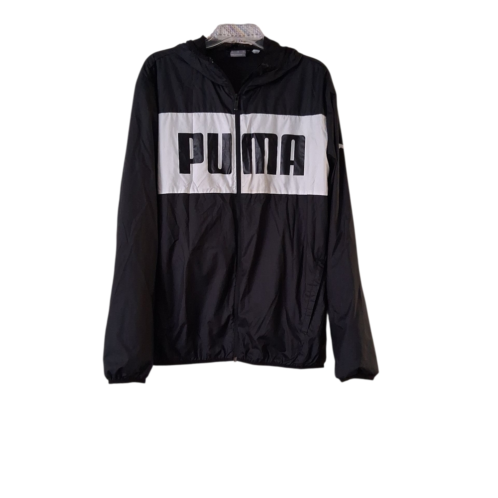 PUMA Men's Black and White Zip Lightweight Jacket